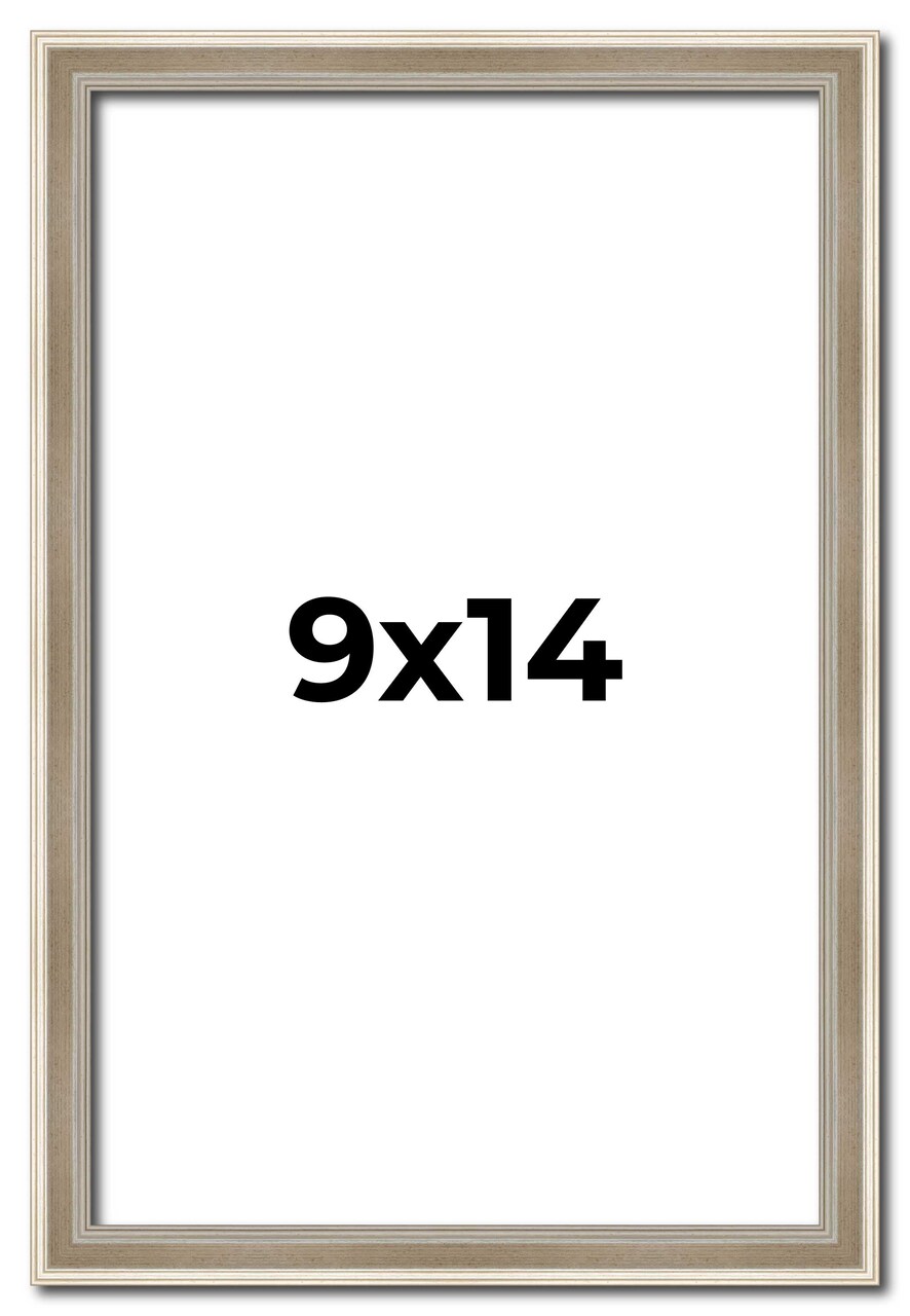 Photo Size Classic Modern Silver Frame - UV Acrylic, Foam Board Backing, Hanging Hardware